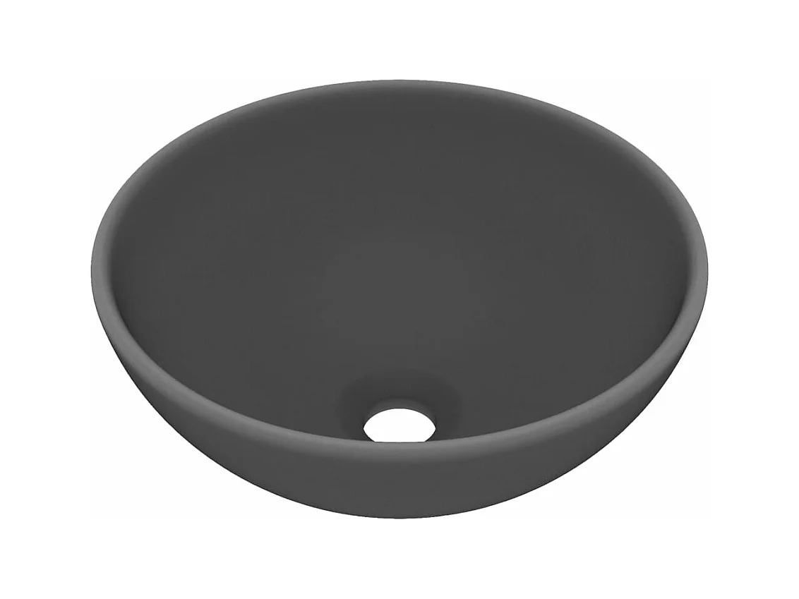 Lavabo da bagno rotondo di lusso diametro 32,5 cm in ceramica grigio scuro opaco 02_0002714
