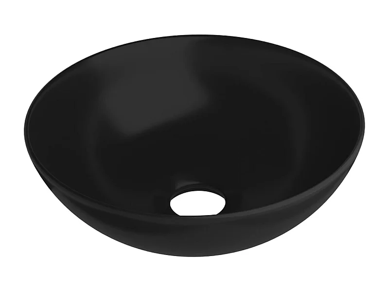 Pia de banheiro redonda com diâmetro de 28 cm de cerâmica preta fosca 02_0002728