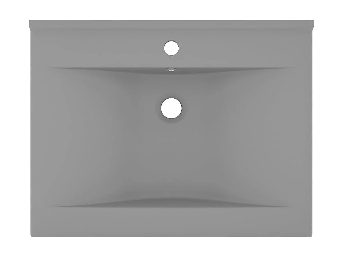 Lavabo con foro per rubinetto lavabo da appoggio wc lavabo bagno cucina interno casa 60 x 46 cm ceramica grigio chiaro opaco 02_0002768