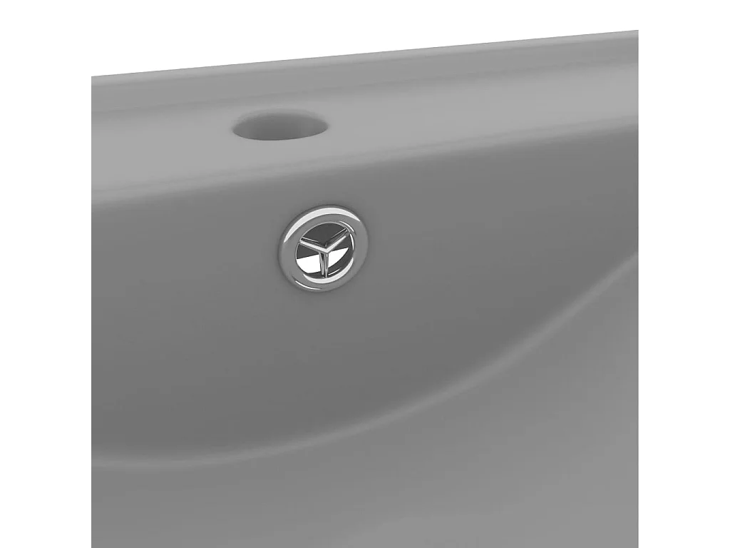 Lavabo con foro per rubinetto lavabo da appoggio wc lavabo bagno cucina interno casa 60 x 46 cm ceramica grigio chiaro opaco 02_0002768