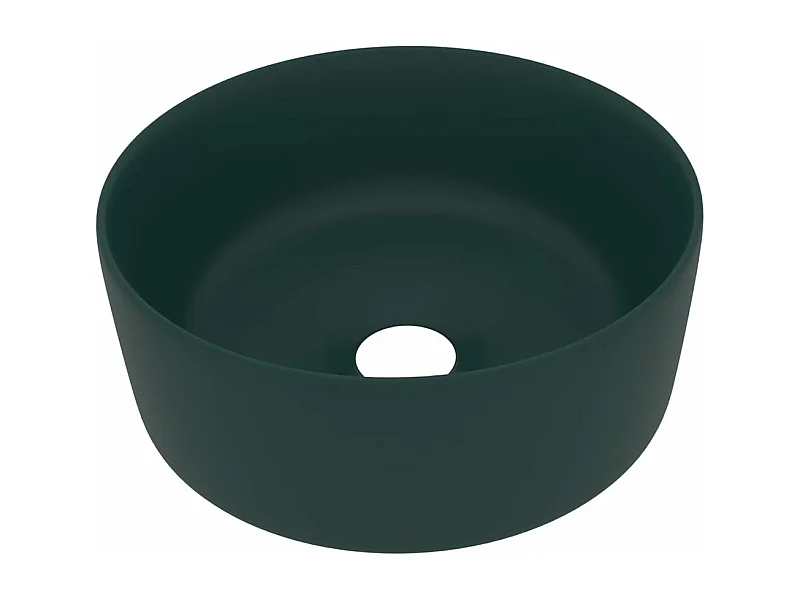 Lavatório redondo de luxo bancada vaso sanitário lavatório banheiro vestiário cozinha interior de casa 40 x 15 cm cerâmica verde escura fosca 02_0002756
