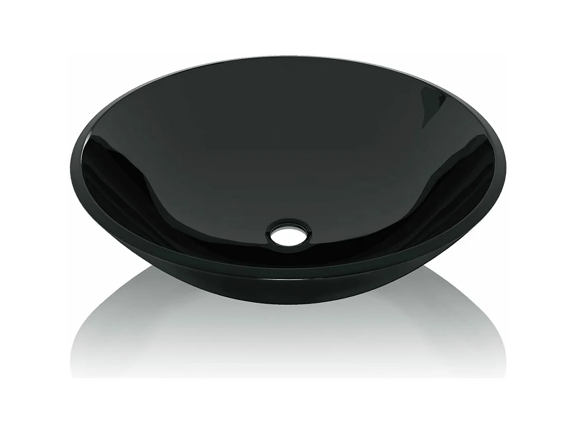 Lavabo de baño de vidrio templado 42 cm negro 02_0002521