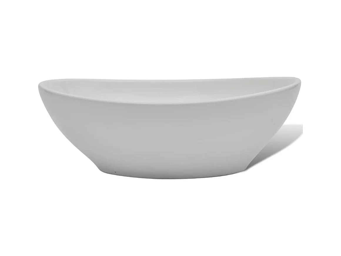 Pia de banheiro com torneira misturadora oval de cerâmica branca 02_0002843