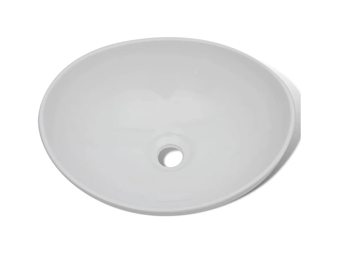 Pia de banheiro com torneira misturadora oval de cerâmica branca 02_0002843