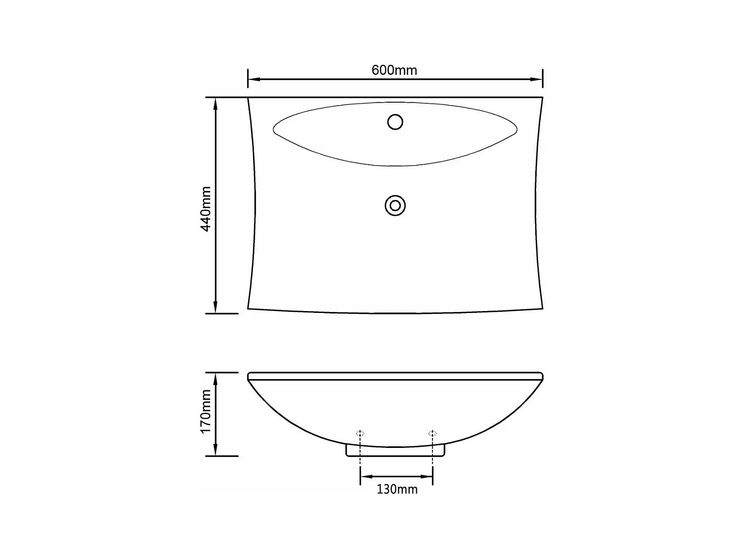 Lavabo vasque rectangulaire en noire 60 x 44 x 17 cm 02_0002489