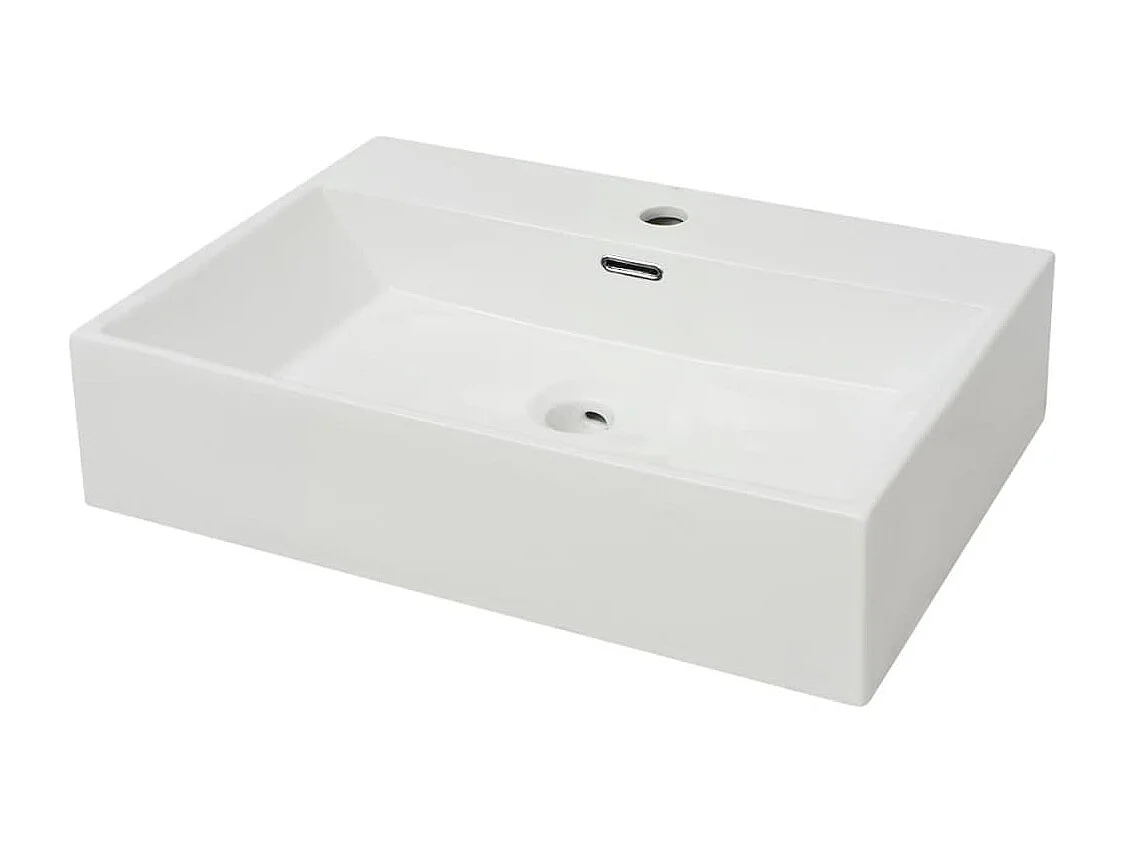Lavabo lavabo con rubinetto in ceramica foro 60,5 cm bianco 02_0002534