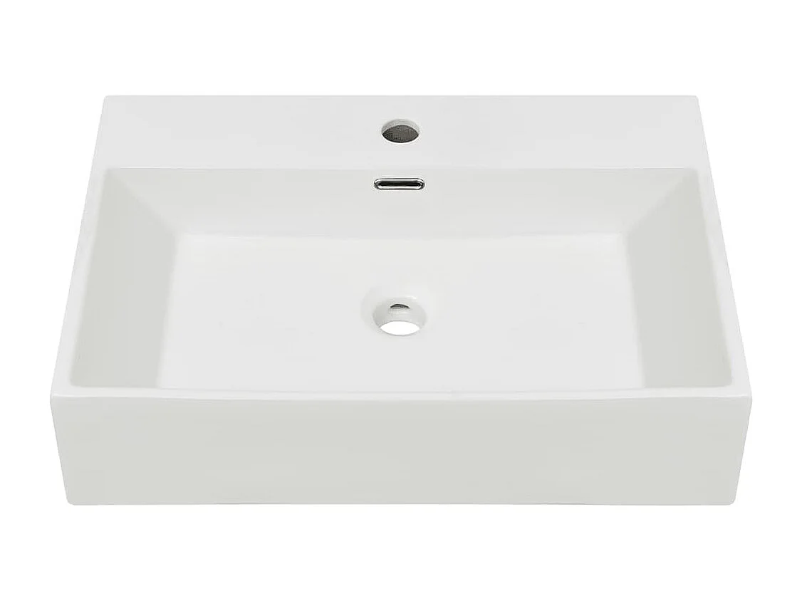 Lavabo lavabo con rubinetto in ceramica foro 60,5 cm bianco 02_0002534