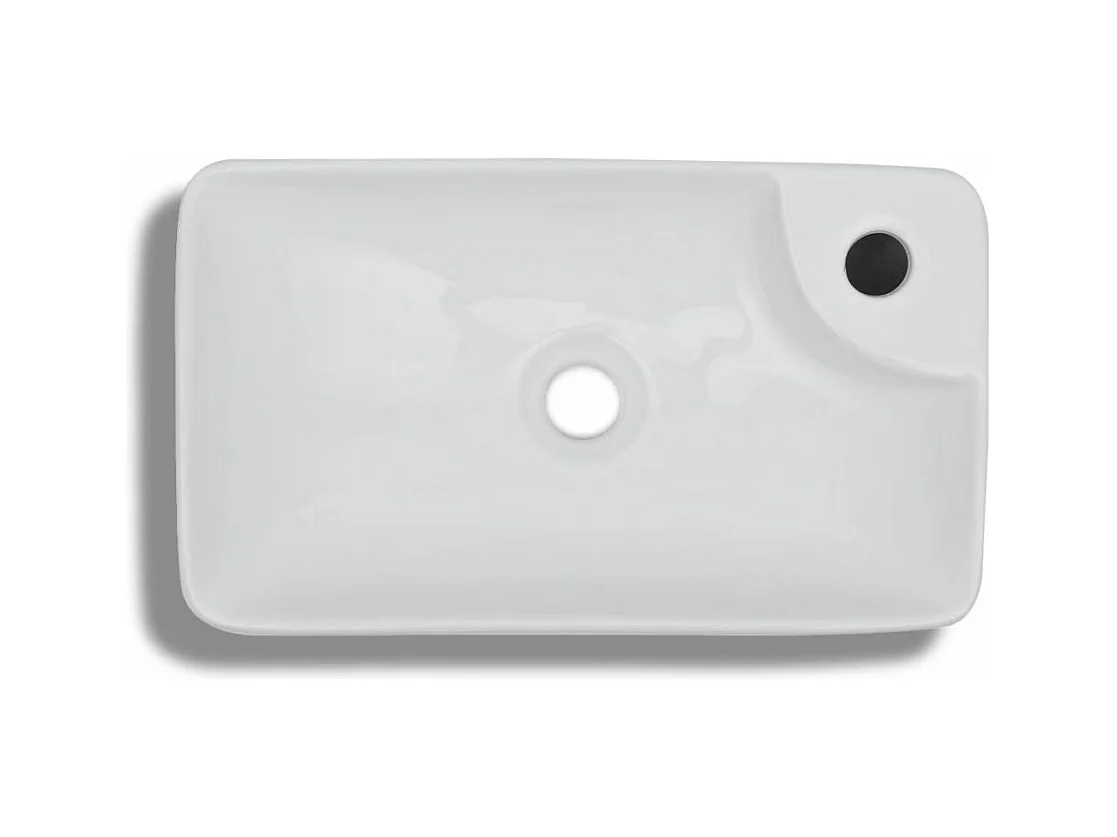 Lavabo con orificio para grifería para lavabo de baño 44 x 25 cm cerámica blanca 02_0002509