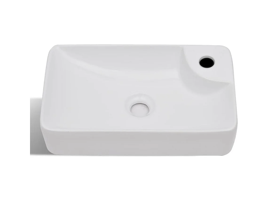 Lavabo con orificio para grifería para lavabo de baño 44 x 25 cm cerámica blanca 02_0002509