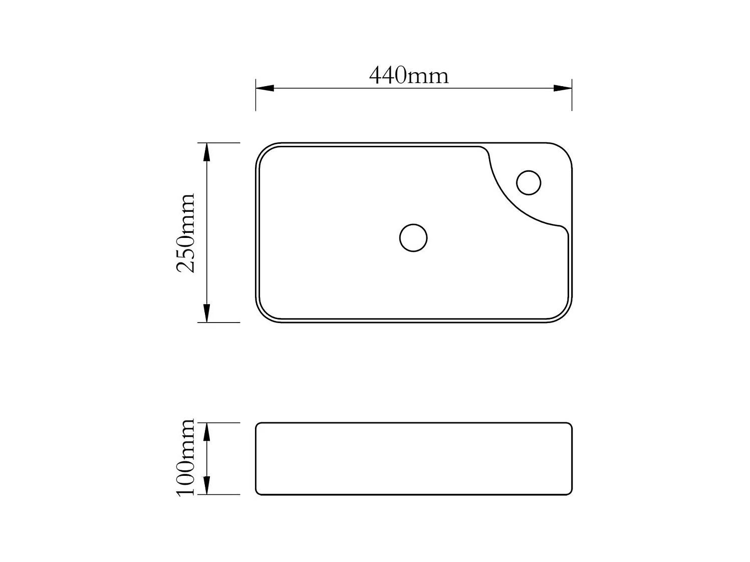 Lavabo con orificio para grifería para lavabo de baño 44 x 25 cm cerámica blanca 02_0002509
