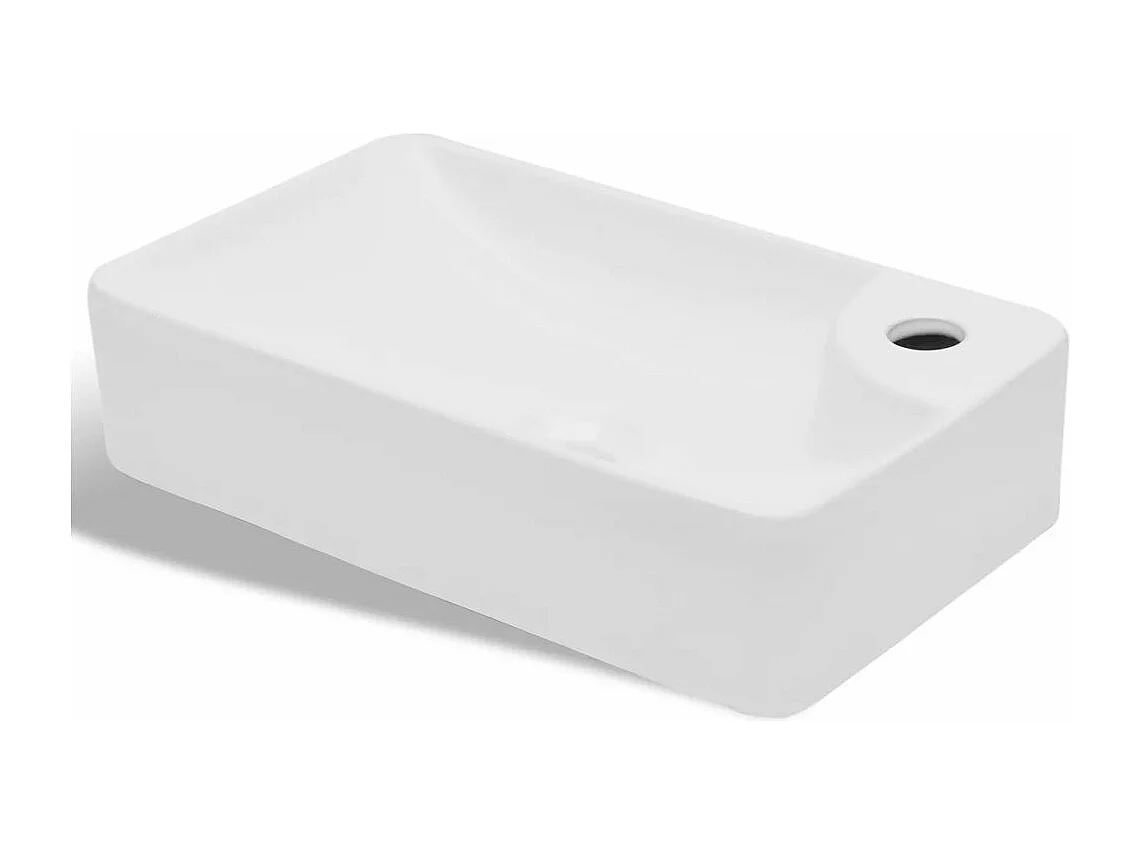 Lavatório com furo para torneira para lavatório de banheiro 44 x 25 cm cerâmica branca 02_0002509
