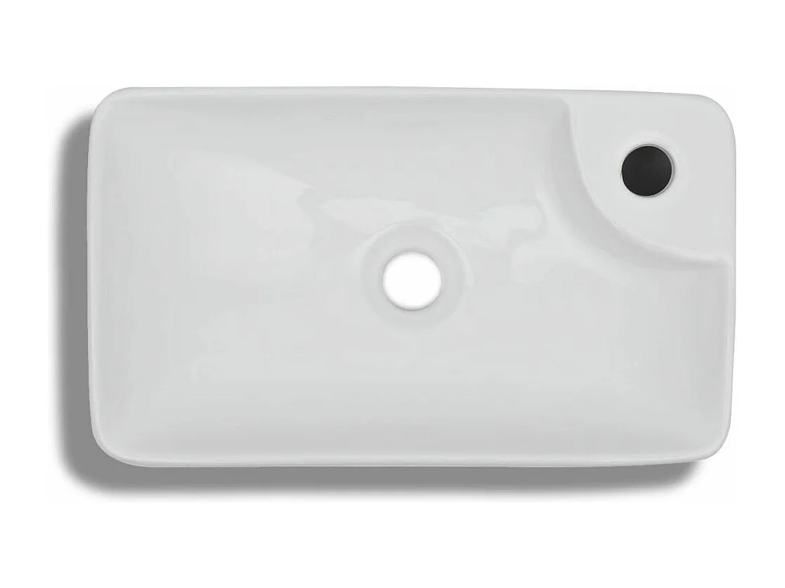 Lavatório com furo para torneira para lavatório de banheiro 44 x 25 cm cerâmica branca 02_0002509