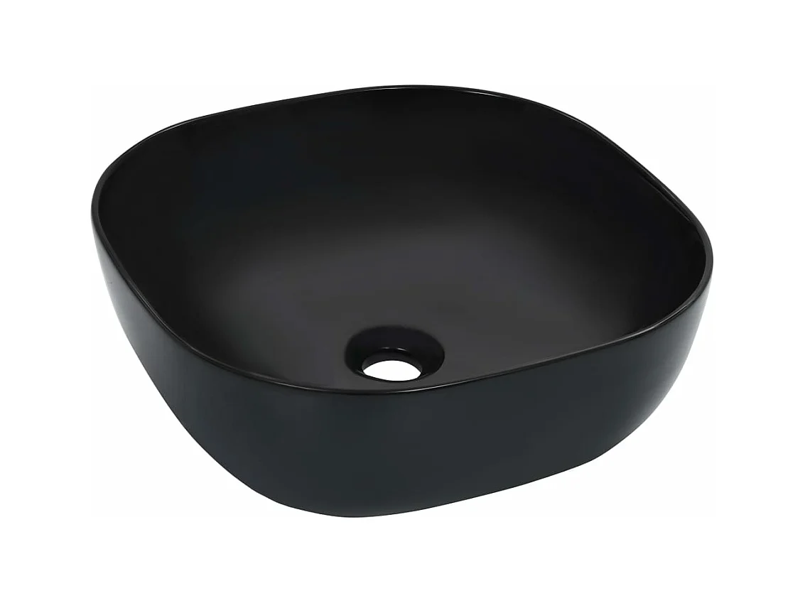 Lavabo Lavamanos para montaje en cuarto de baño, interior, ducha, WC, cabina para el hogar, 42,5 x 42,5 cm, cerámica negra 02_0002627