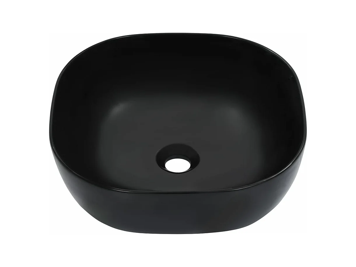 Lavabo Lavamanos para montaje en cuarto de baño, interior, ducha, WC, cabina para el hogar, 42,5 x 42,5 cm, cerámica negra 02_0002627