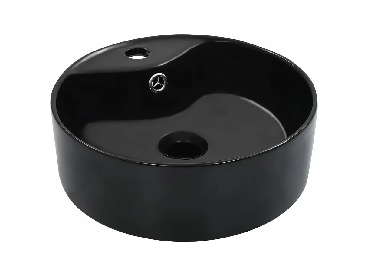 Lavabo con rebosadero lavabo sobre encimera cuarto de baño montado interior ducha cabina de inodoro 36 x 13 cm hogar cerámica negra 02_0002621