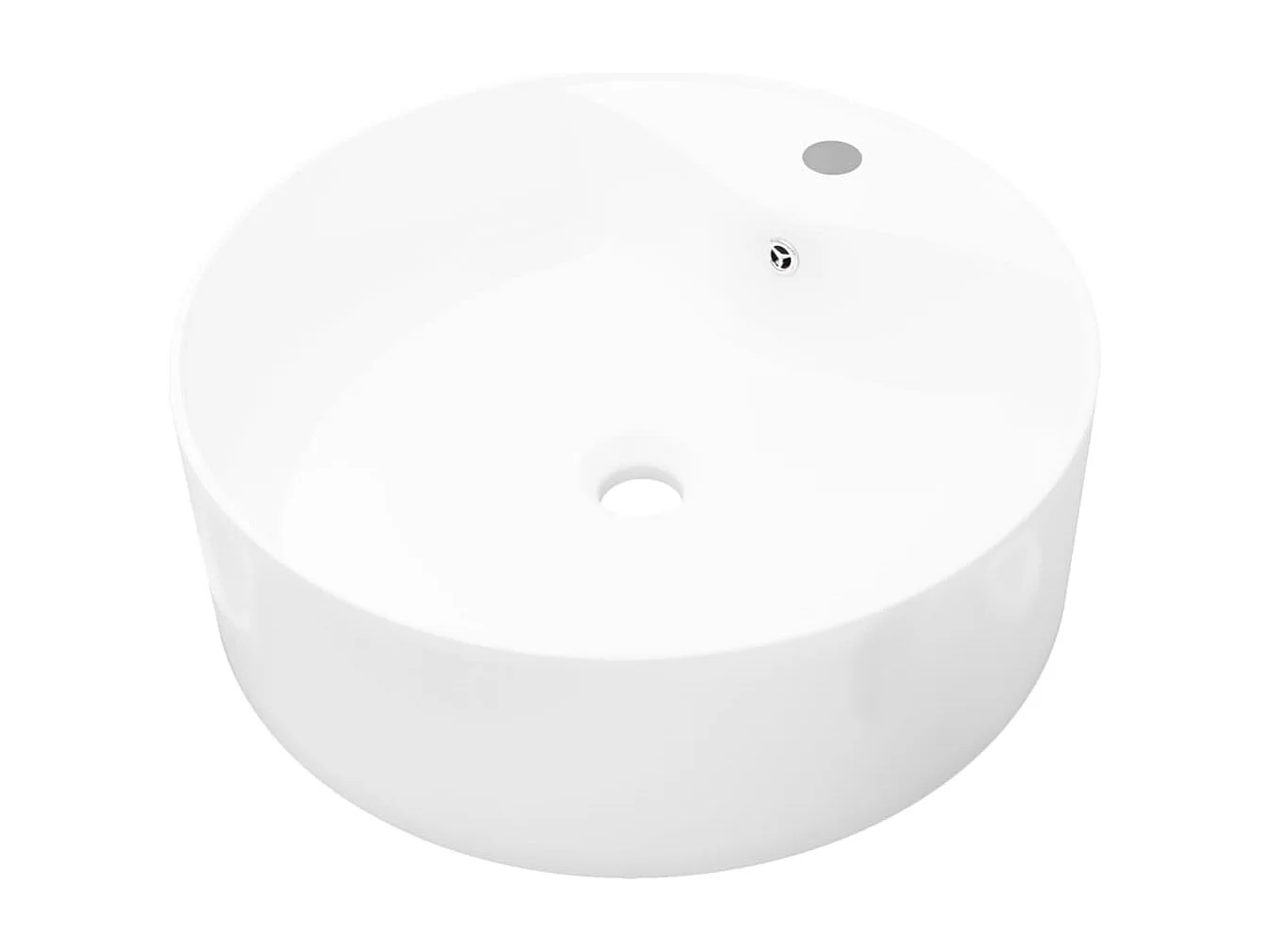 Lavabo bagno diametro 46,5 cm con foro troppopieno/rubinetto tondo in ceramica bianco 02_0002513
