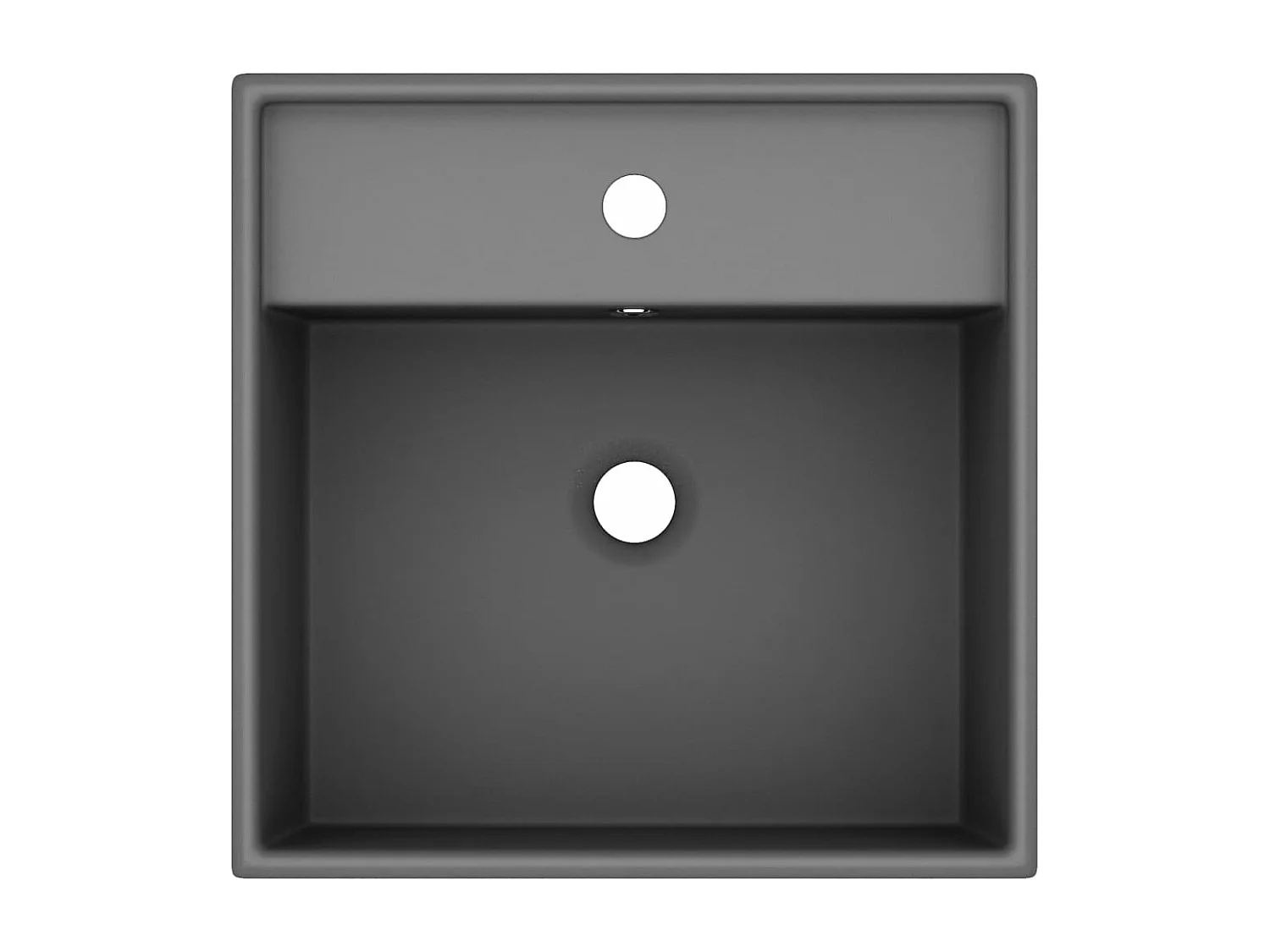 Lavatório quadrado luxuoso com bancada de transbordamento, lavatório para banheiro, sala de cosméticos, 41x41 cm, cerâmica cinza escuro fosco 02_0002692