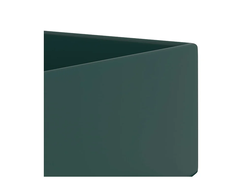 Lavabo con rebosadero para baño, lavabo, lavabo, baño, cocina, interior de casa, 48 x 25 cm, cerámica verde oscuro 02_0002734