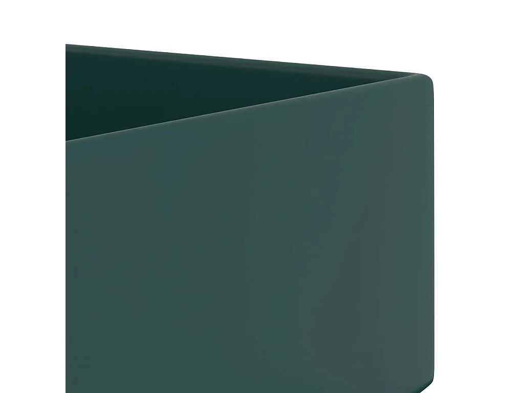 Lavabo con rebosadero para baño, lavabo, lavabo, baño, cocina, interior de casa, 48 x 25 cm, cerámica verde oscuro 02_0002734