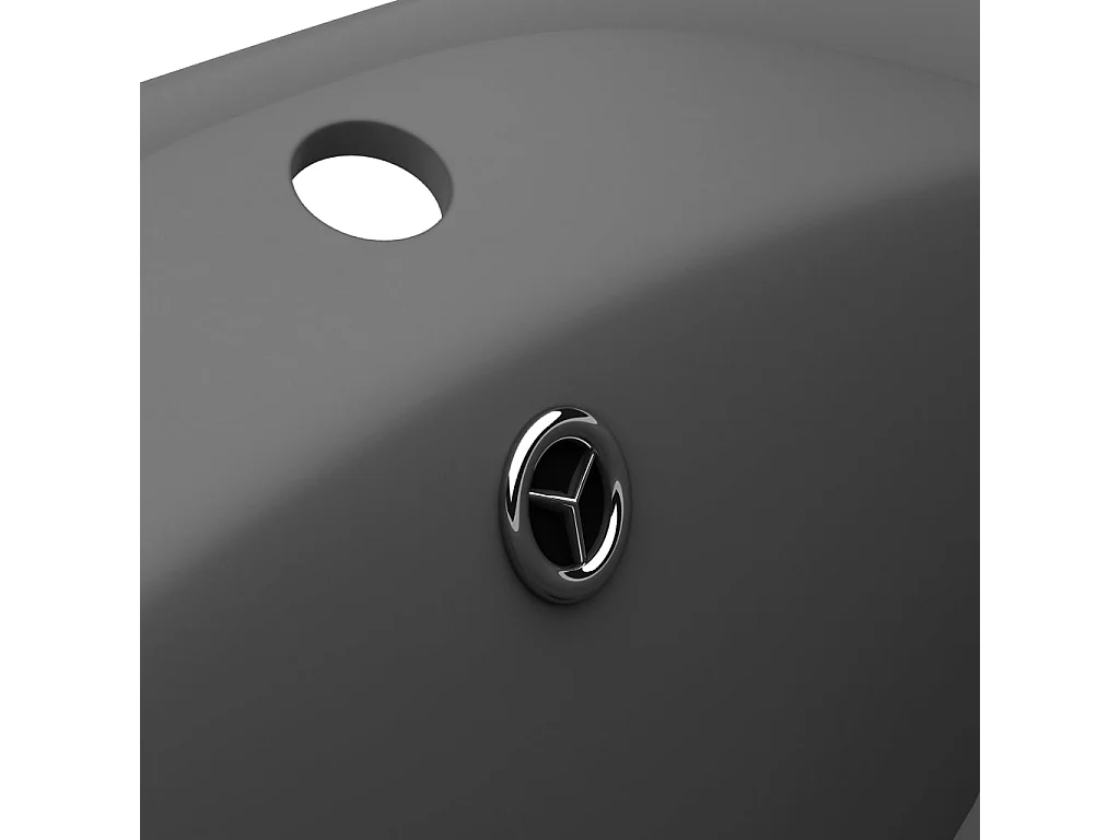 Lavabo ovalado con rebosadero, lavabo para inodoro, lavabo para baño, sala de cosmética, interior 58,5 x 39 cm, cerámica gris oscuro mate 02_0002681