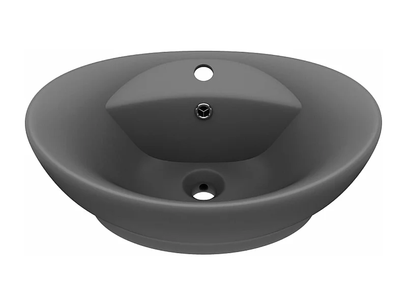 Lavabo ovale à trop-plein grise 58.5 x 39 x 21 cm 02_0002681
