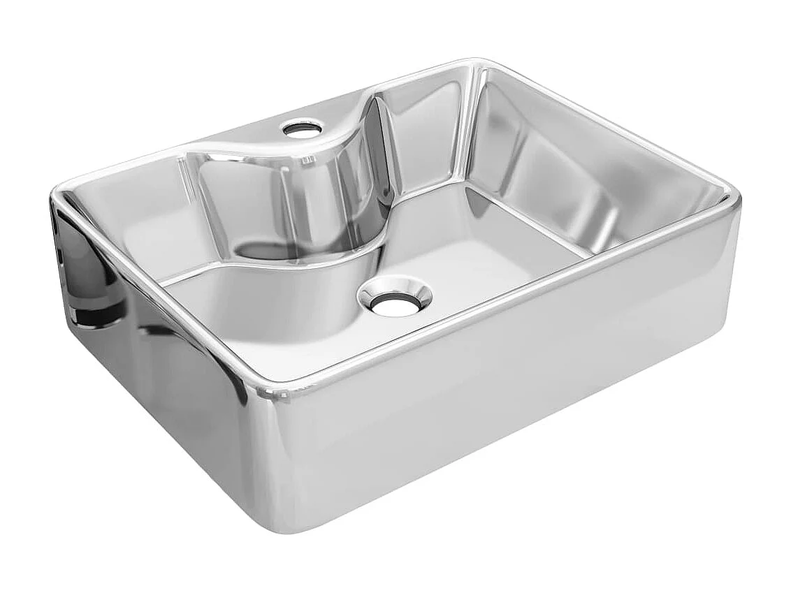 Lavabo avec trou pour argenté 48 x 37 x 13.5 cm 02_0002590