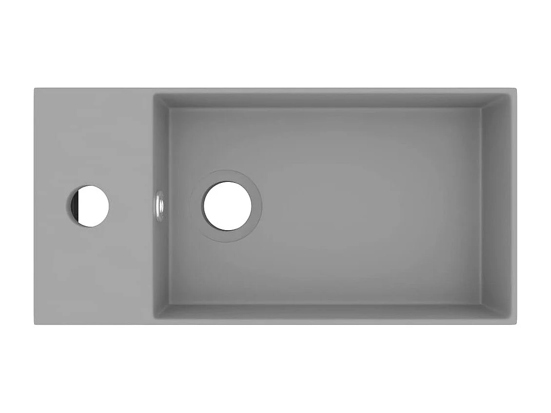 Pia de banheiro com transbordamento de cerâmica 48 x 25 cm cinza claro 02_0002735