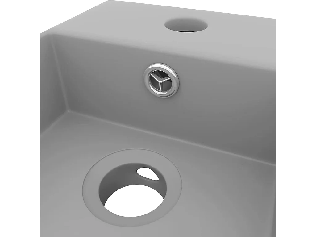 Pia de banheiro com transbordamento de cerâmica 48 x 25 cm cinza claro 02_0002735