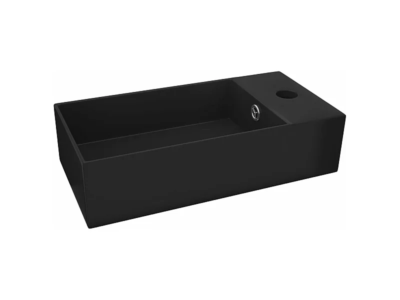 Lavabo bagno con troppopieno da appoggio wc lavabo bagno cucina interno casa 48 x 25 cm ceramica nero opaco 02_0002739