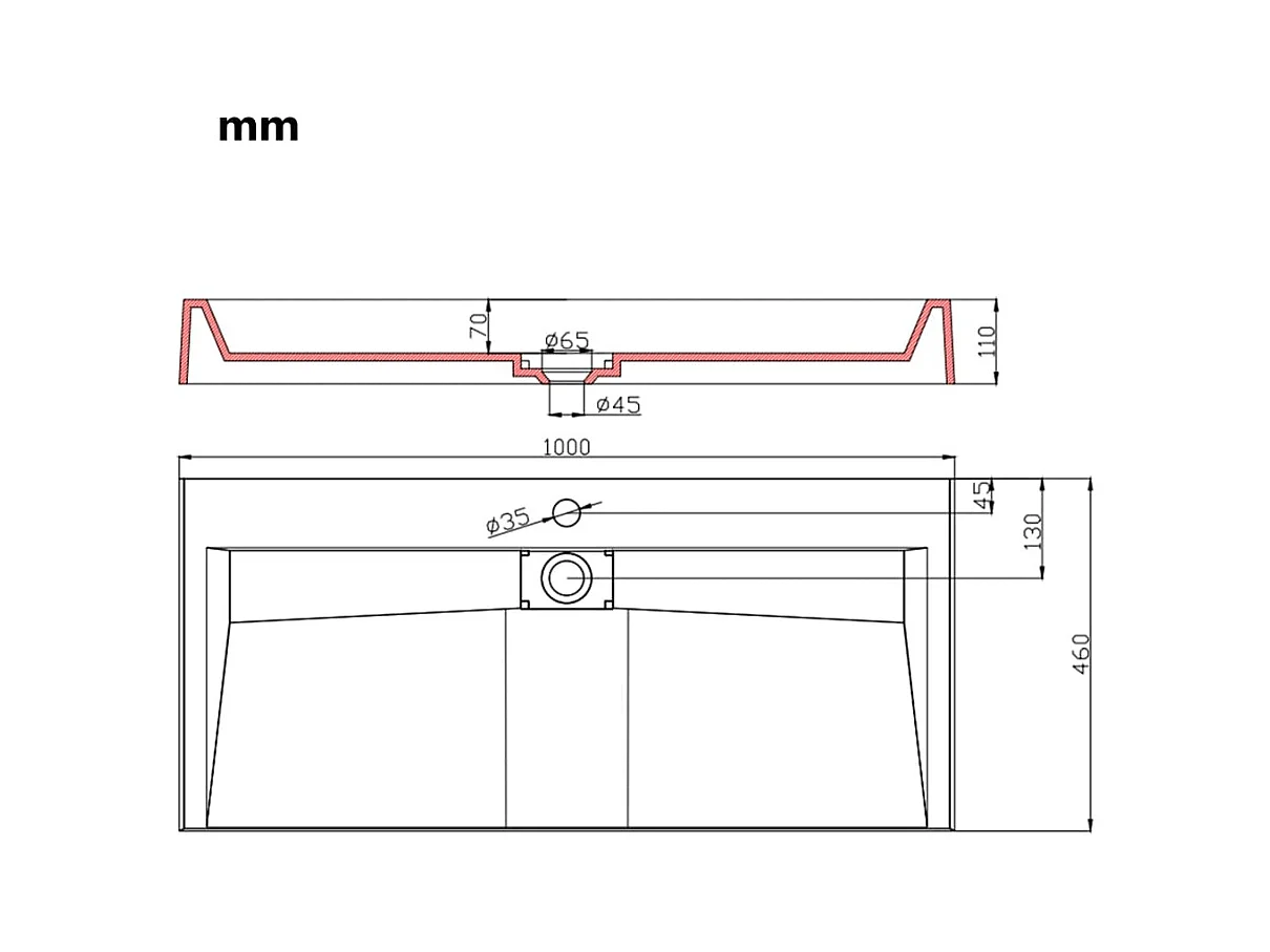 Lave-mains vasque lavabo à blanche 100 x 46 x 11 cm 02_0002635