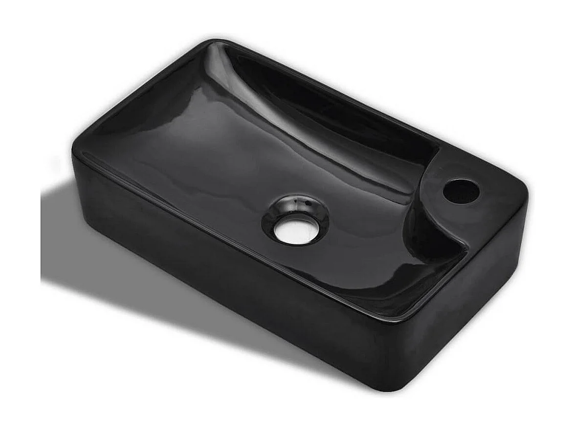 Lavabo con foro per rubinetto per lavabo bagno 44 x 25 cm ceramica nera 02_0002510