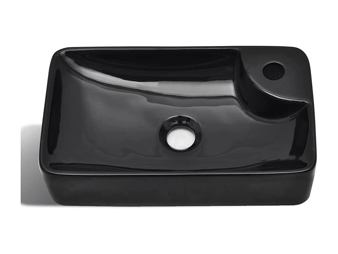 Lavabo con foro per rubinetto per lavabo bagno 44 x 25 cm ceramica nera 02_0002510