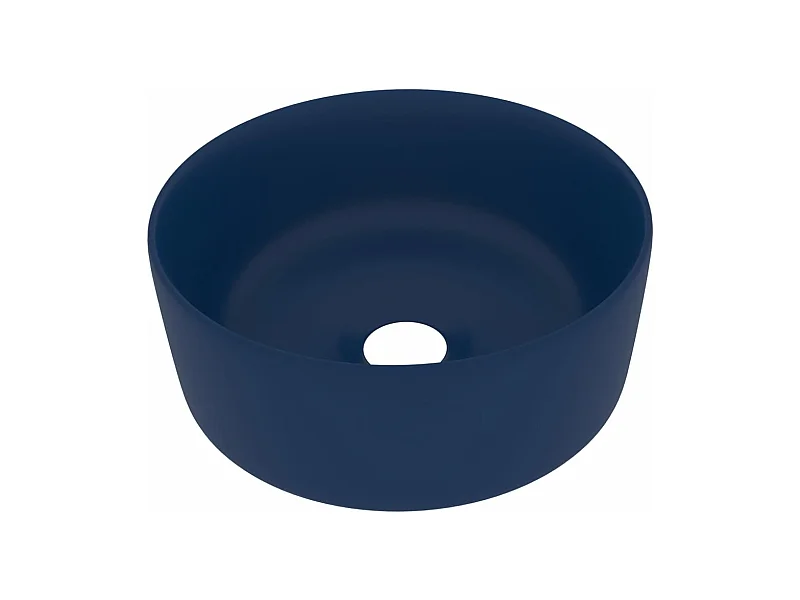 Lujoso lavabo redondo sobre encimera, lavabo, baño, guardarropa, cocina, interior de casa, 40 x 15 cm, cerámica azul oscuro mate 02_0002754