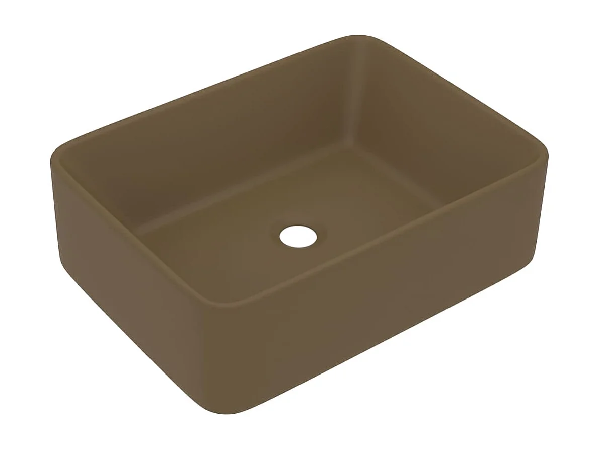 Lavabo de lujo sobre encimera lavabo para baño cuarto de cosmética rectangular 41 x 30 cm crema mate cerámica 02_0002793