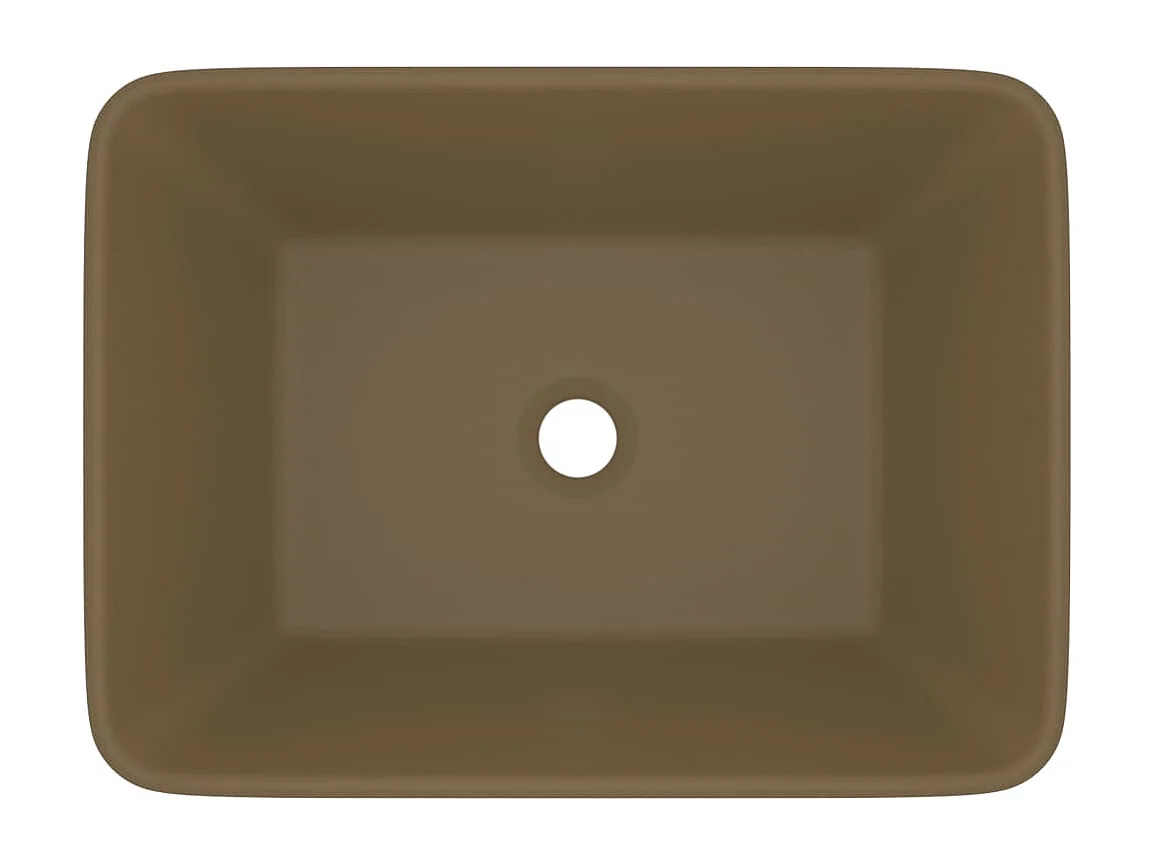 Lavabo de lujo sobre encimera lavabo para baño cuarto de cosmética rectangular 41 x 30 cm crema mate cerámica 02_0002793