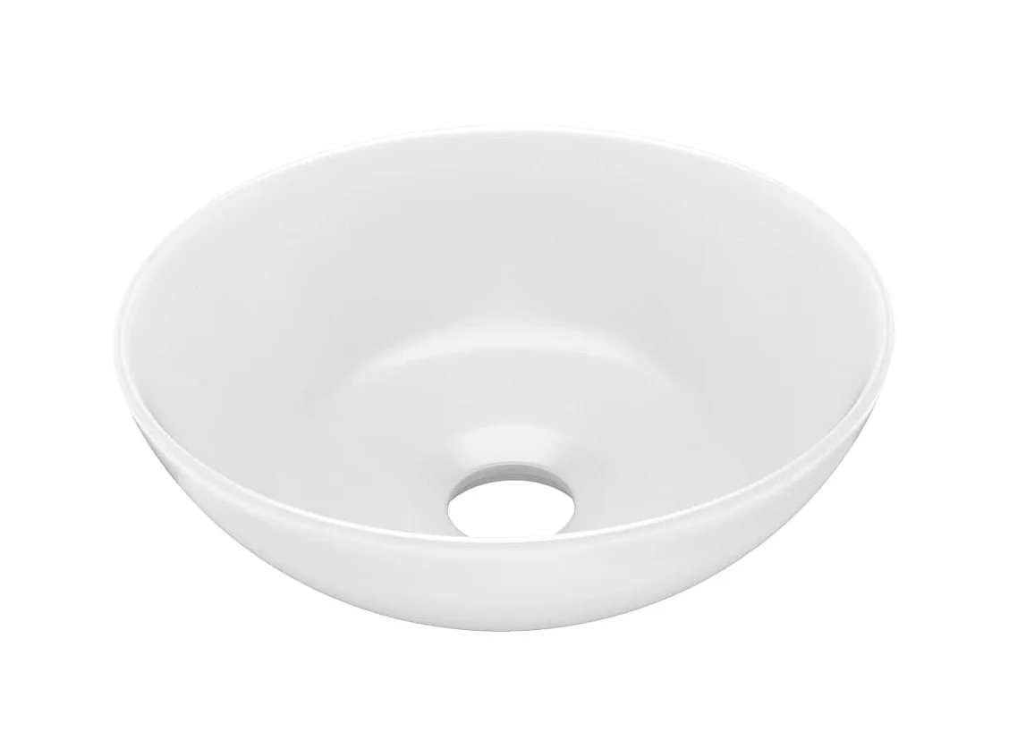 Lavabo redondo para baño, encimera, lavabo para inodoro, lavabo para cocina, sala de cosmética, interior del hogar, diámetro 28 cm, cerámica blanca mate 02_0002718