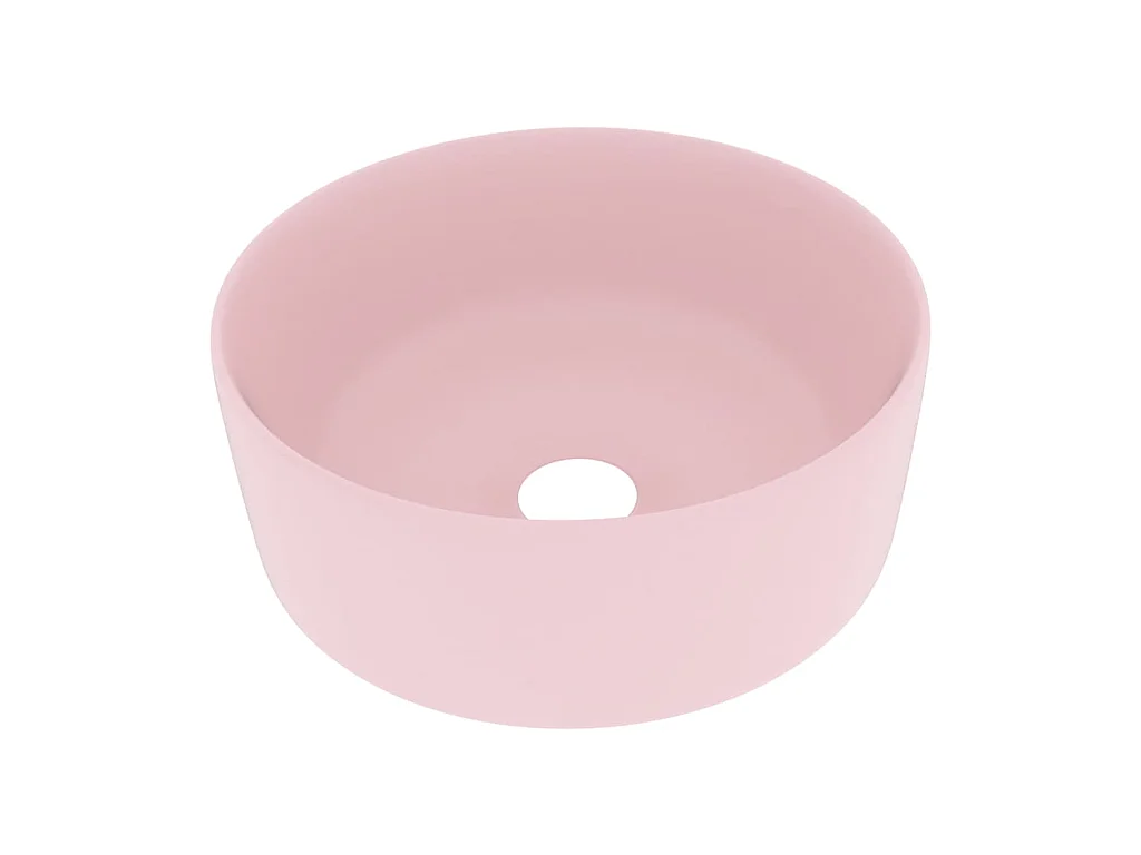 Lavabo redondo de lujo sobre encimera para baño aseo cocina interior 40 x 15 cm cerámica rosa mate 02_0002752