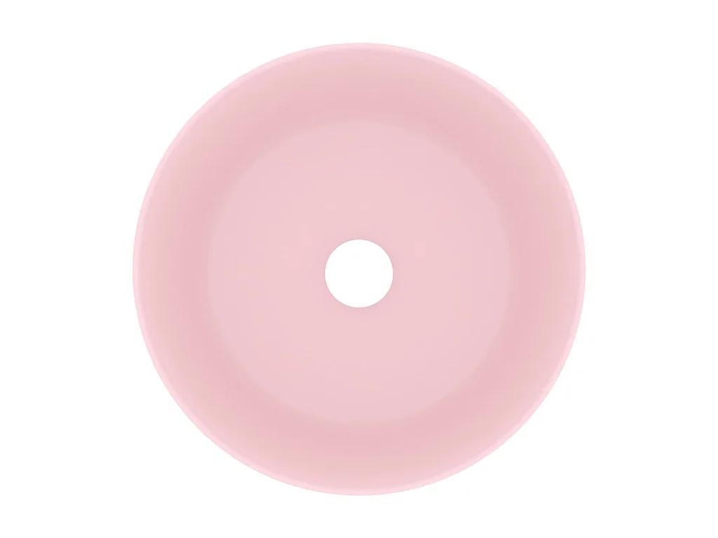 Lavabo redondo de lujo sobre encimera para baño aseo cocina interior 40 x 15 cm cerámica rosa mate 02_0002752