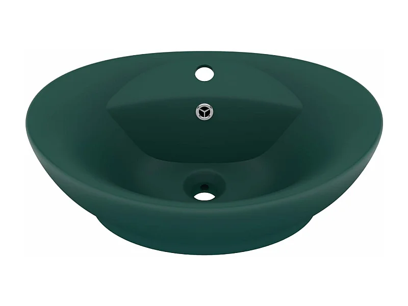 Lavabo ovalado con rebosadero lavabo sobre encimera lavabo de baño cuarto de aseo interior 585 x 39 cm cerámica verde oscuro mate 02_0002679
