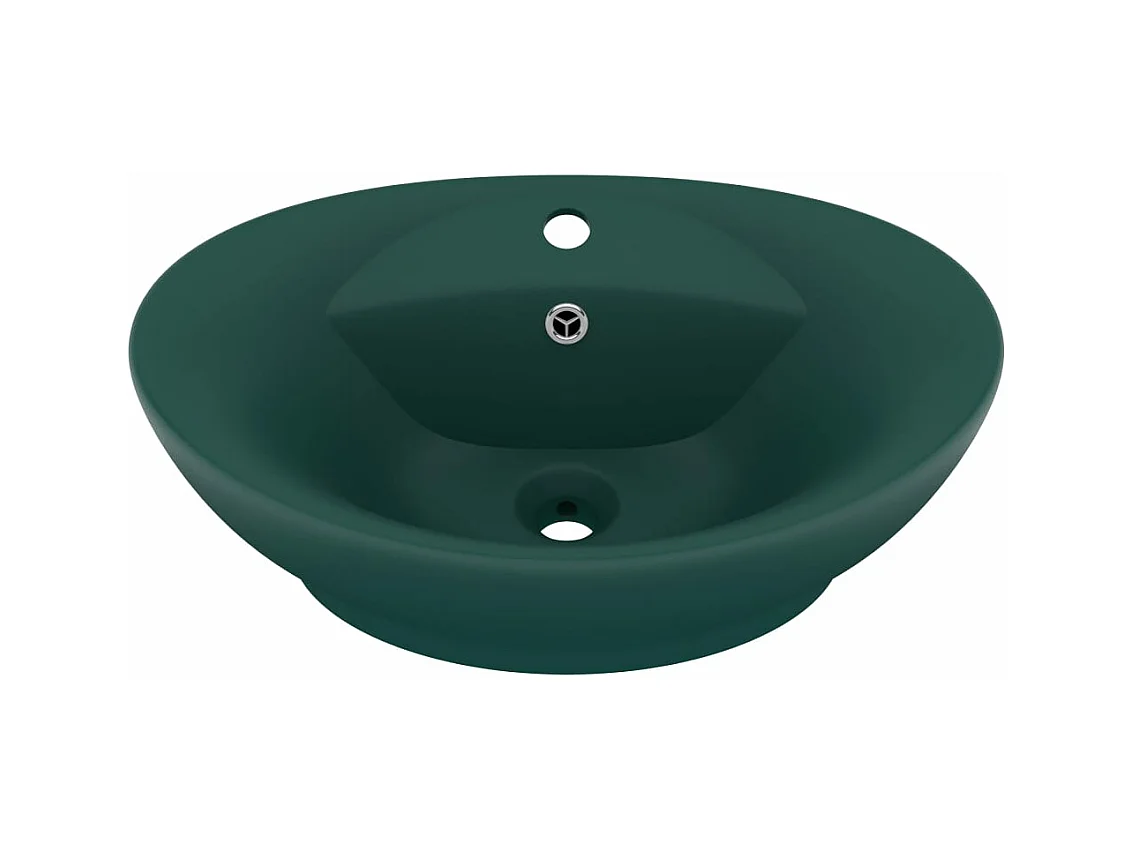 Lavabo ovale con troppopieno lavabo da appoggio lavabo da bagno vano cosmetico interno 585 x 39 cm ceramica verde scuro opaco 02_0002679