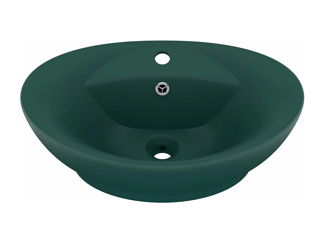 Lavabo ovale con troppopieno lavabo da appoggio lavabo da bagno vano cosmetico interno 585 x 39 cm ceramica verde scuro opaco 02_0002679