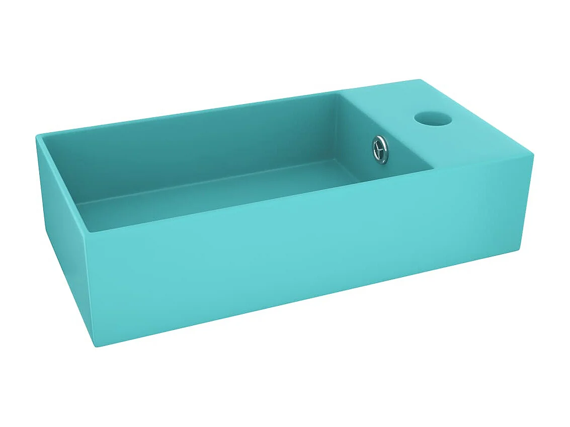 Pia de banheiro com transbordamento, bancada, lavatório, banheiro, cozinha, interior de casa, cerâmica verde clara 02_0002733