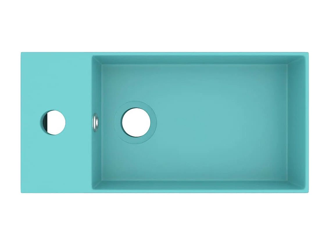 Pia de banheiro com transbordamento, bancada, lavatório, banheiro, cozinha, interior de casa, cerâmica verde clara 02_0002733