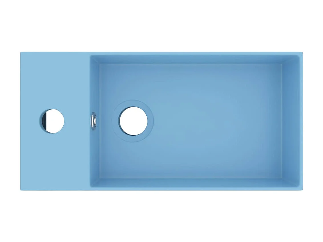 Lavabo bagno con troppopieno da appoggio wc lavabo cucina lavabo stanza cosmetici casa 48 x 25 cm ceramica azzurro 02_0002731