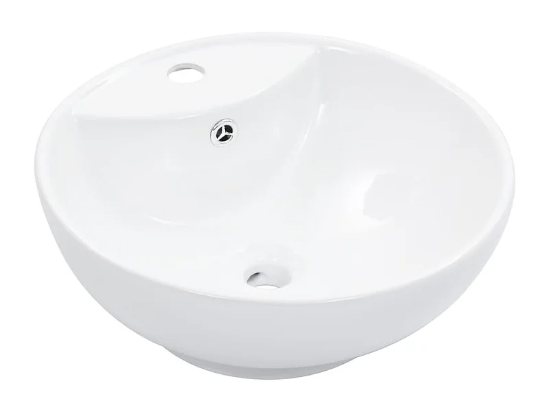 Lavabo bagno con troppopieno diametro 46,5 cm ceramica bianca 02_0002612