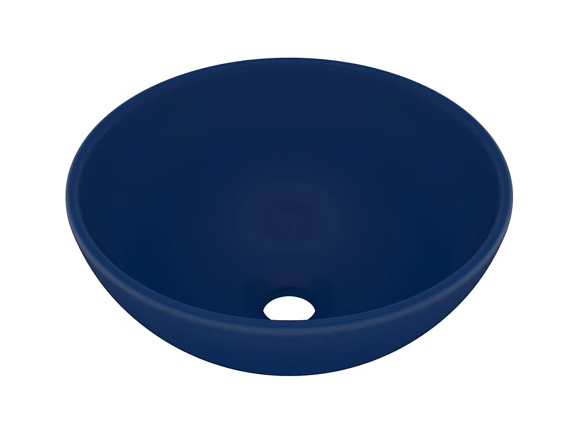 Lavabo redondo de lujo para baño, encimera, lavabo para tocador, interior para sala de cosmética, 32,5 x 14 cm, cerámica azul oscuro mate 02_0002710