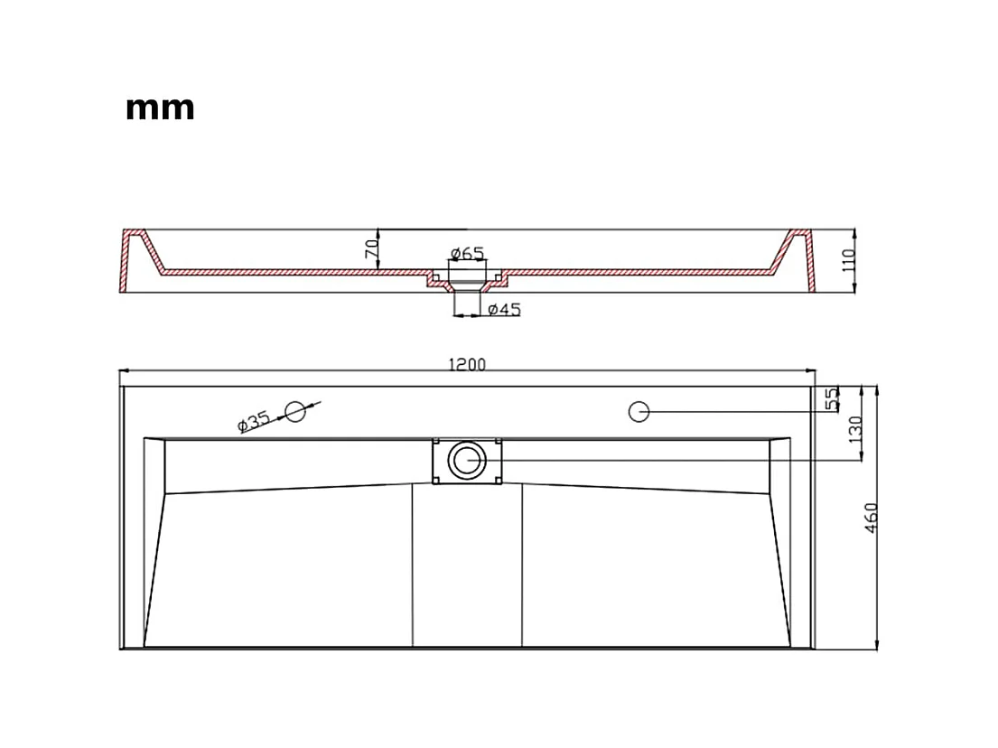 Lavabo salle de bain blanche 120 x 46 x 11 cm 02_0002637