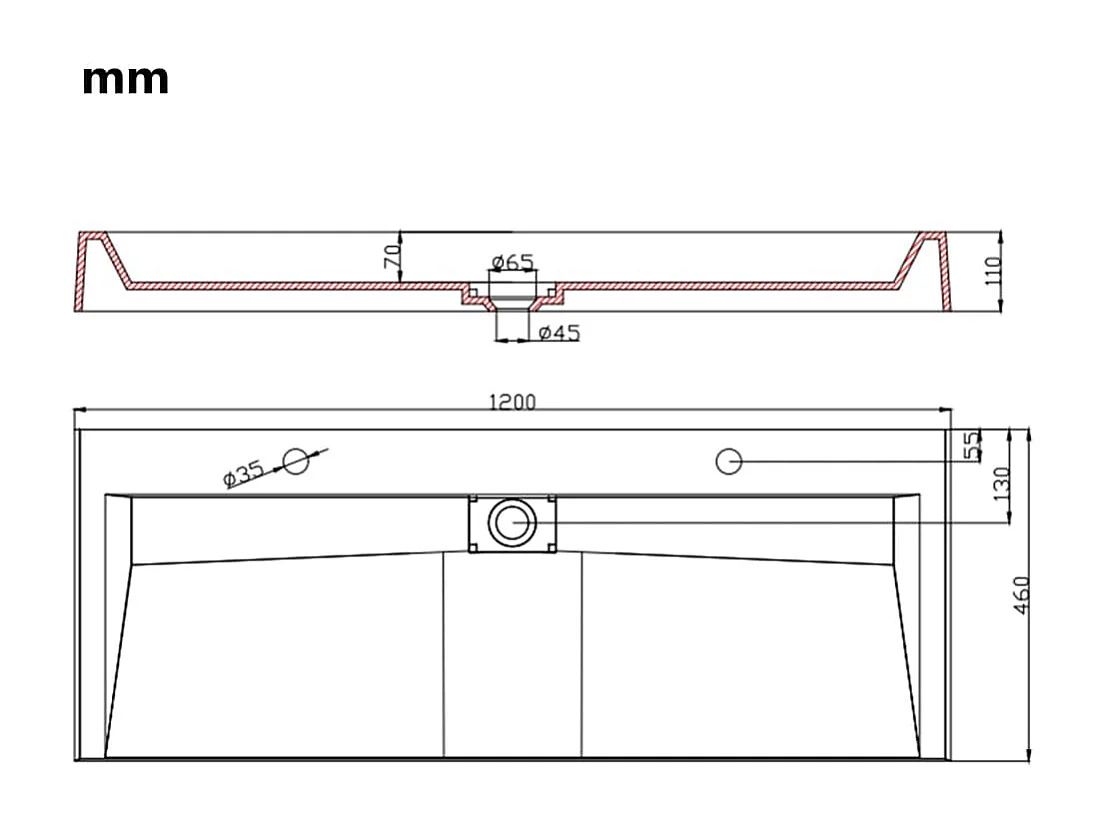 Lavabo salle de bain blanche 120 x 46 x 11 cm 02_0002637
