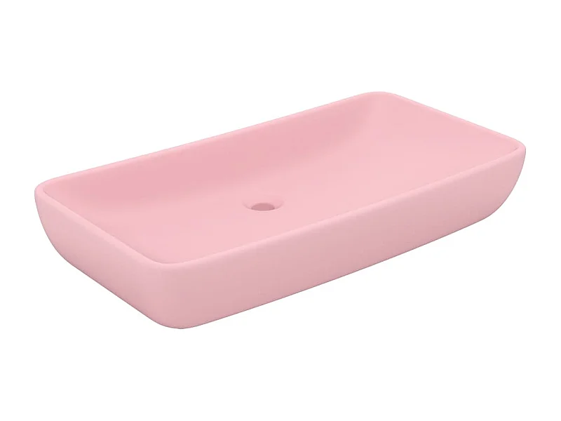 Lavabo rettangolare di lusso da appoggio WC lavabo bagno stanza cosmetica casa 71 x 38 cm ceramica rosa opaco 02_0002697