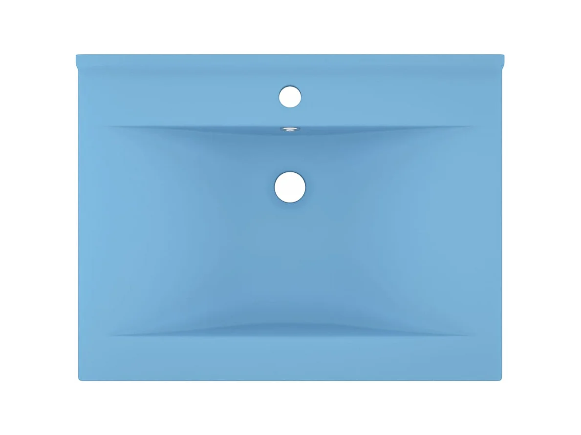 Lavabo con orificio para grifo lavabo sobre encimera WC lavabo baño cocina interior de casa 60 x 46 cm azul claro mate cerámica 02_0002764